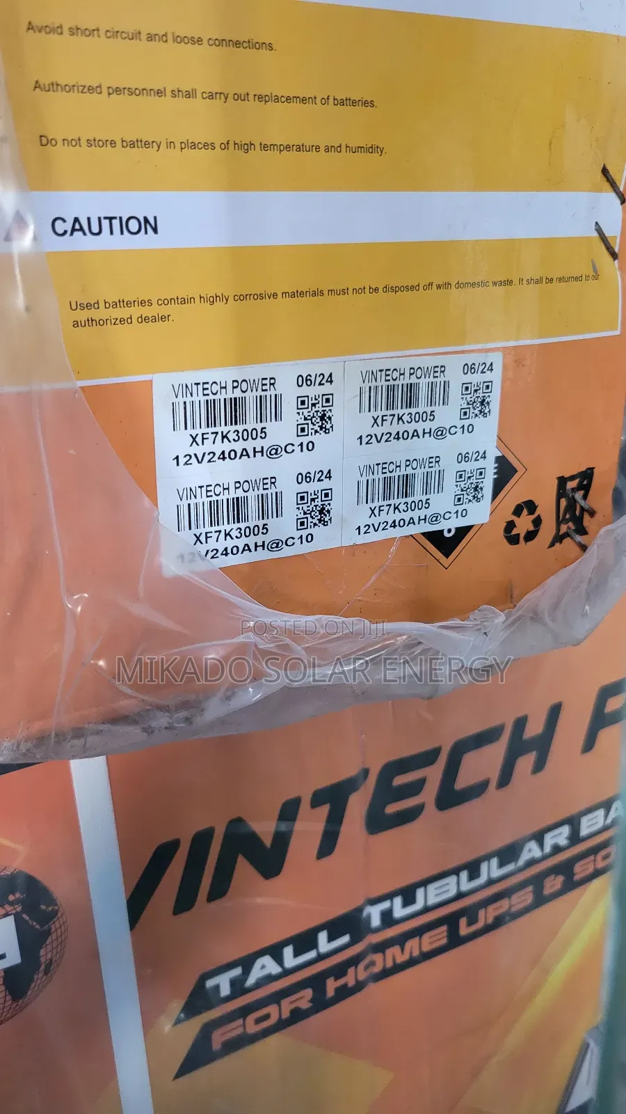 240ah 12v Vintech Power Tubular Battery