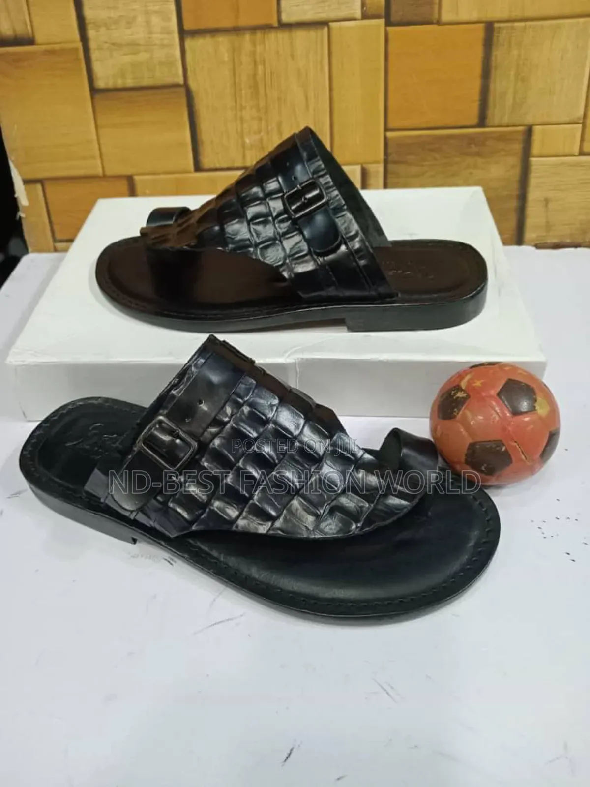 Italian Black Leather Slippers