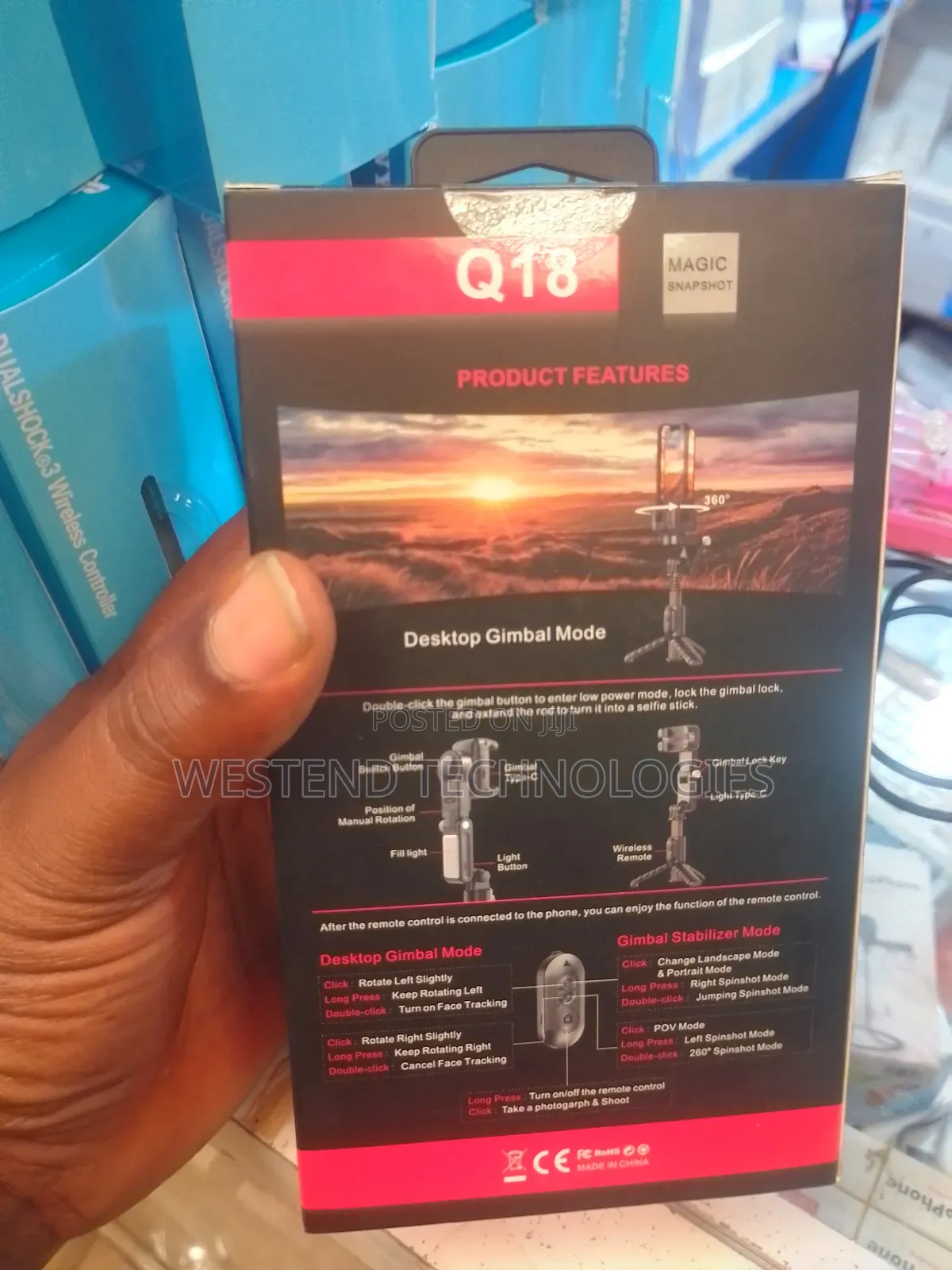 Q18 Gimbal Stabiliser Selfie Tripod With Ai Face Tracker