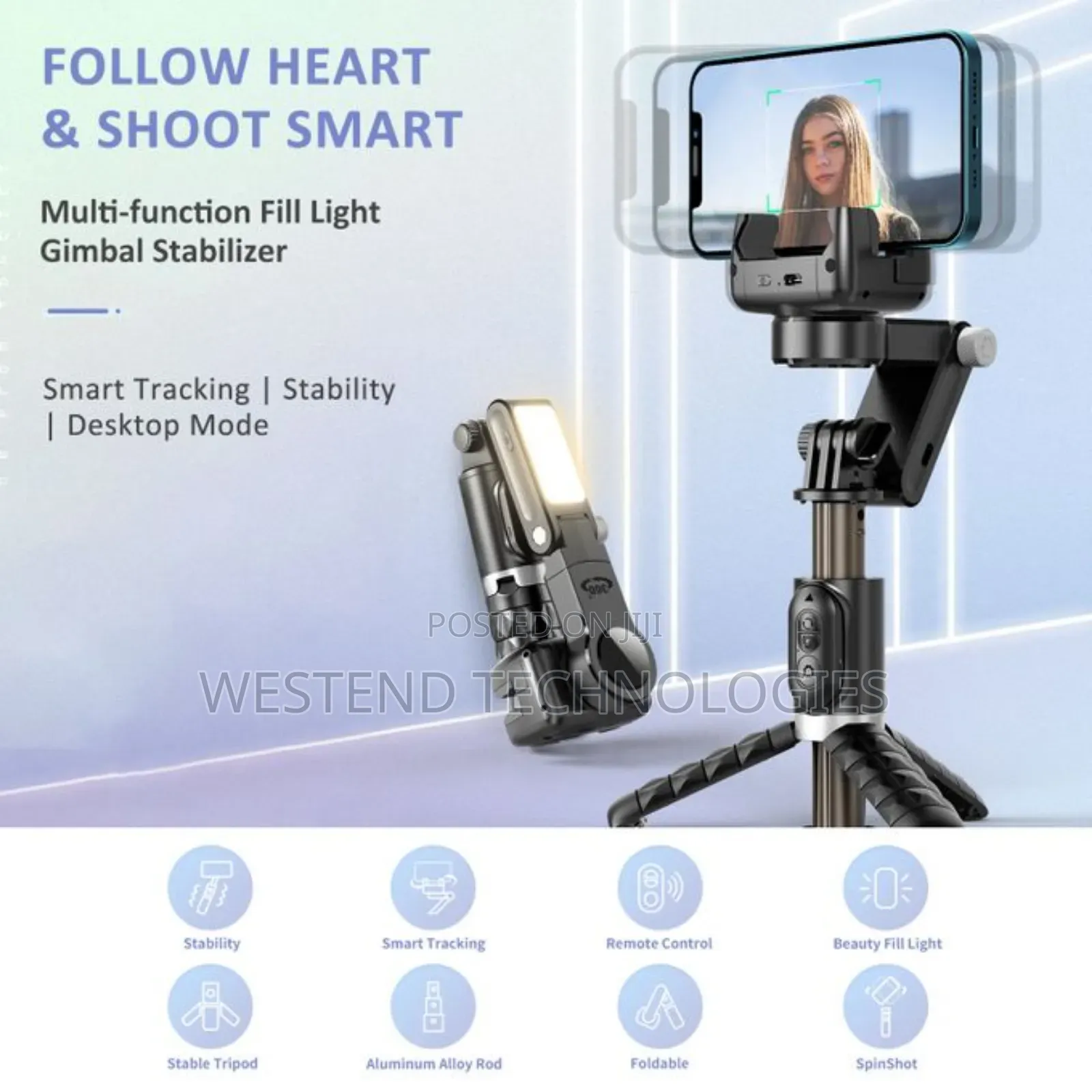 Q18 Gimbal Stabiliser Selfie Tripod With Ai Face Tracker