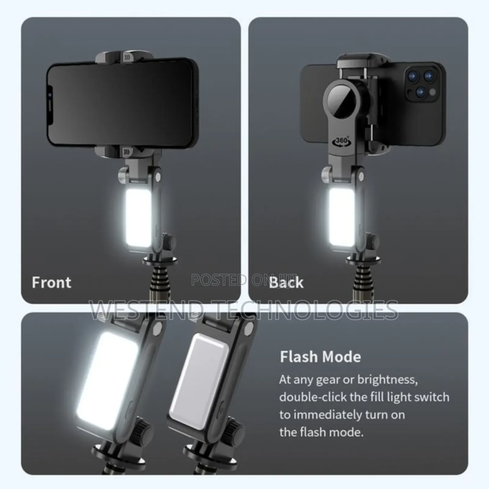 Q18 Gimbal Stabiliser Selfie Tripod With Ai Face Tracker