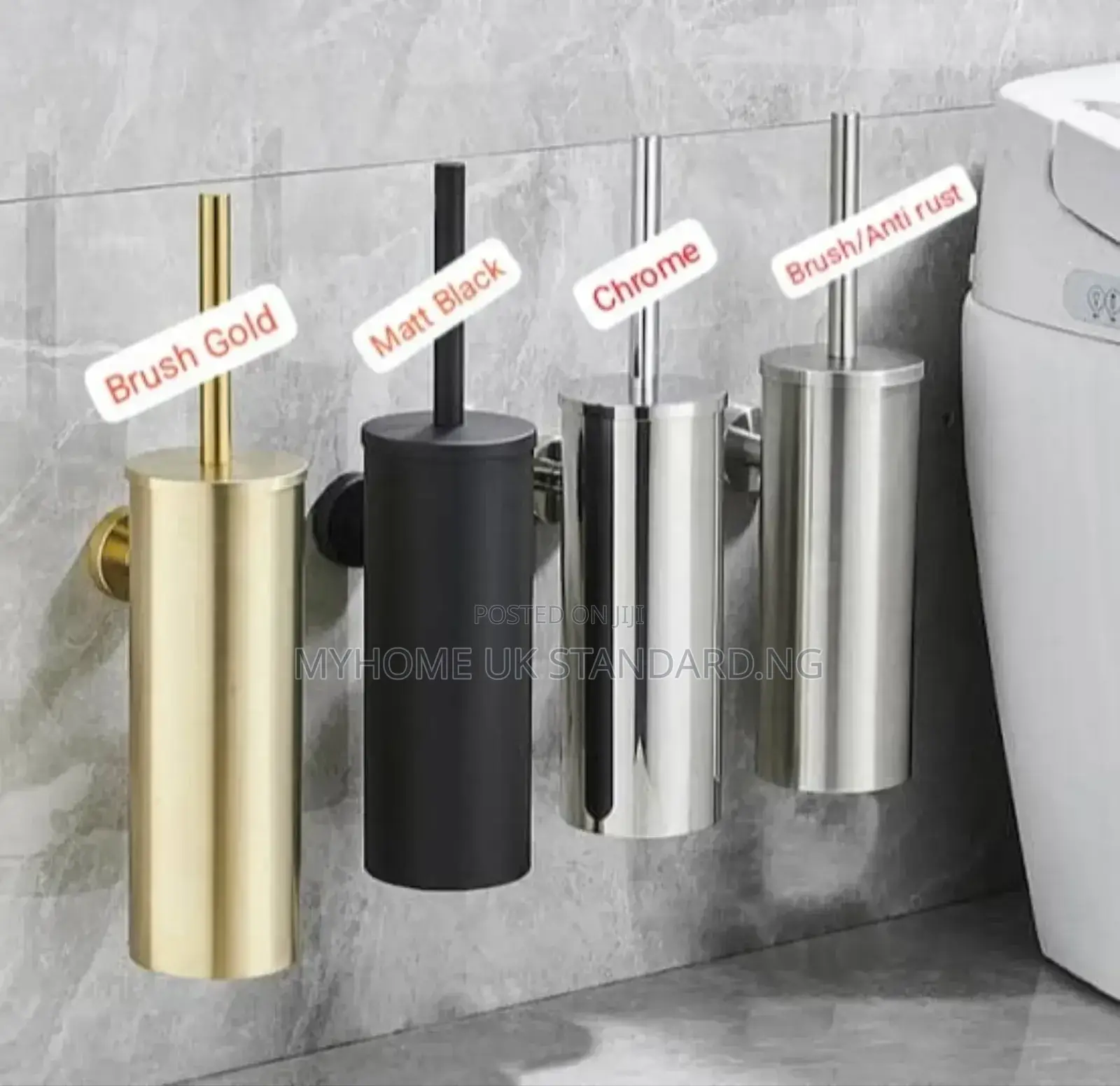 Quality Gold Wall Hung Toilet Brush Holder.