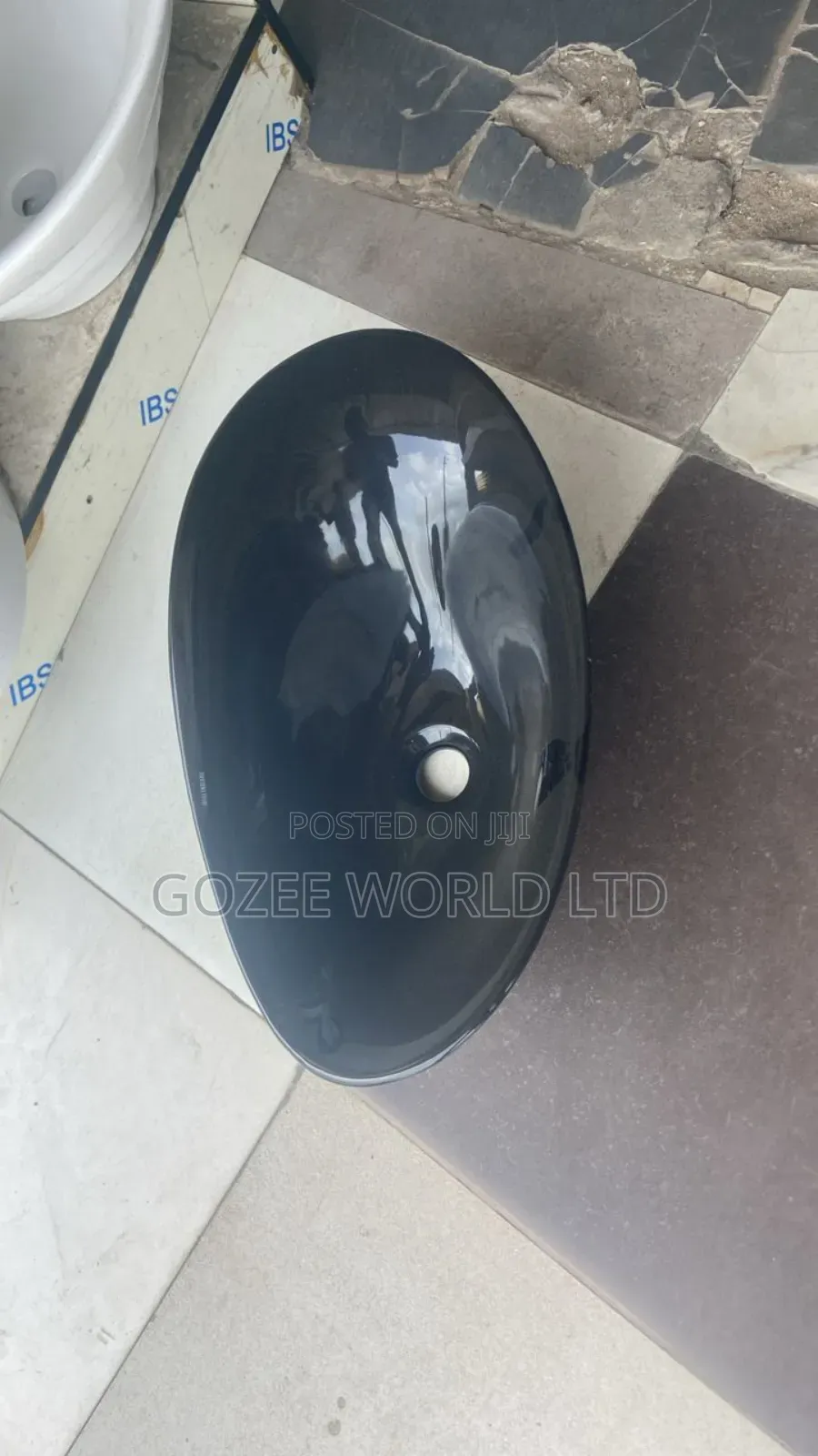 Black Oval Shape Counter Basin