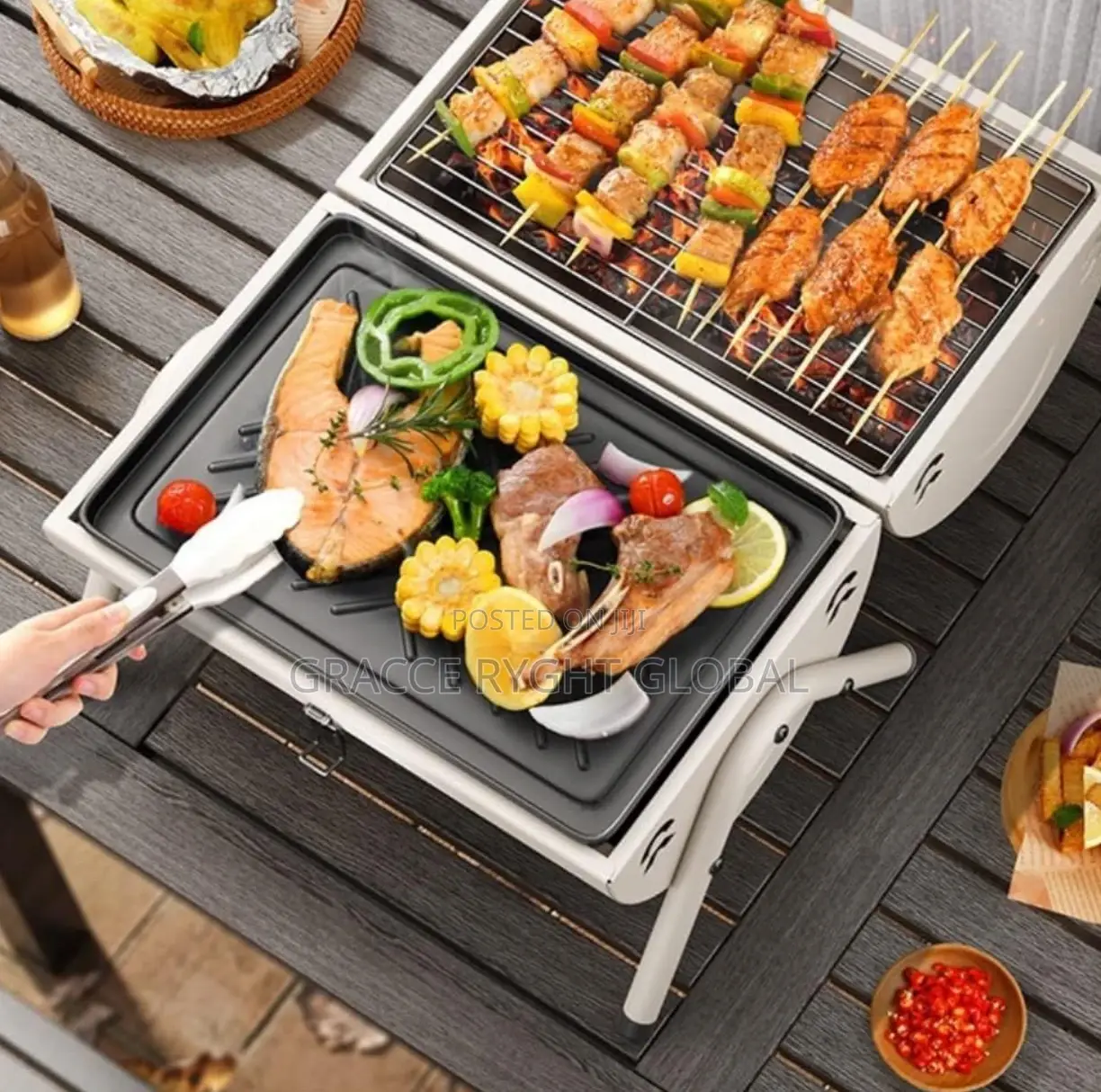 Multifunctional Out 2 Sided Charcoal Barbecue Grill