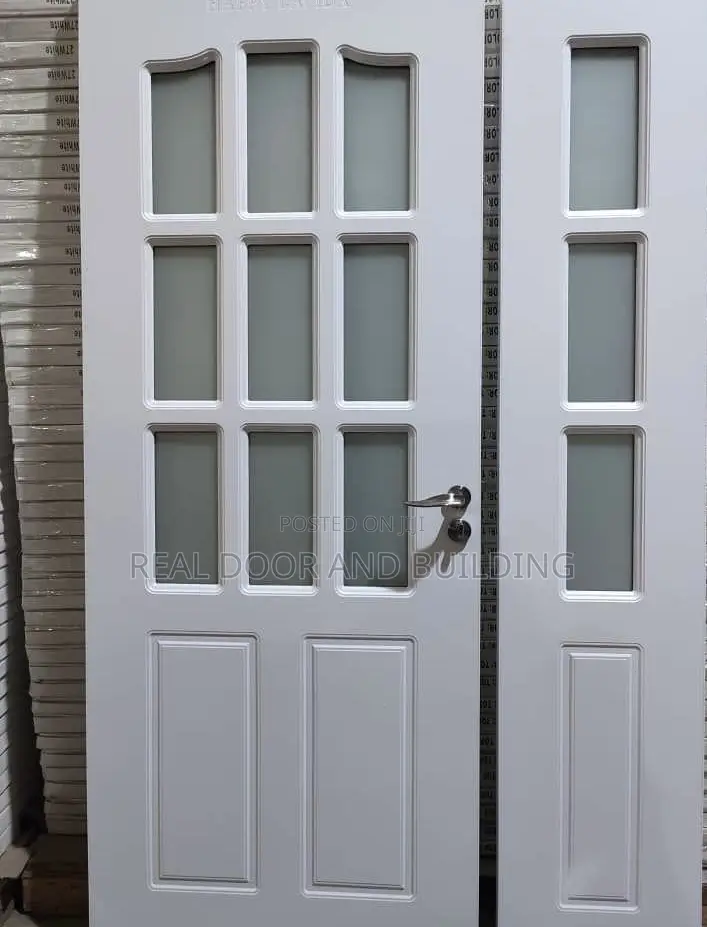 Solid Imported HDF Wooden Door With Glass.