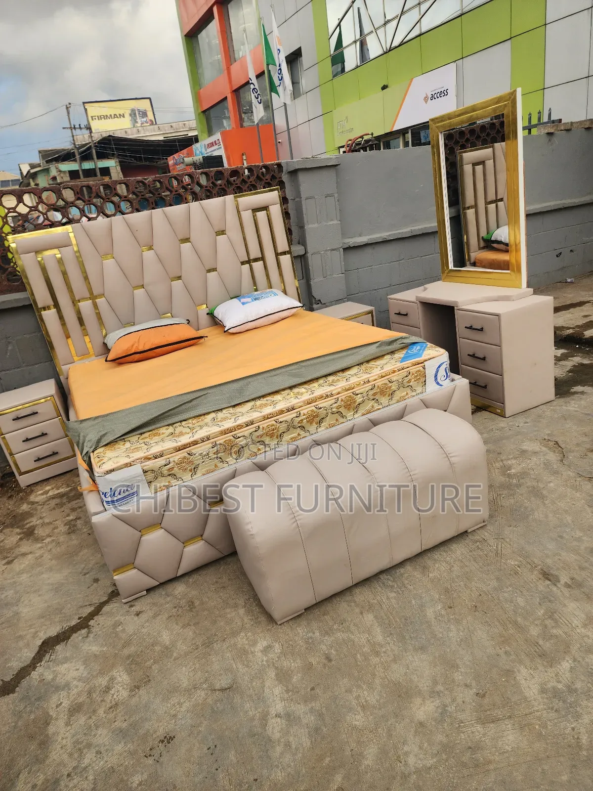 Set of 6by6 Leather Bed Stand.
