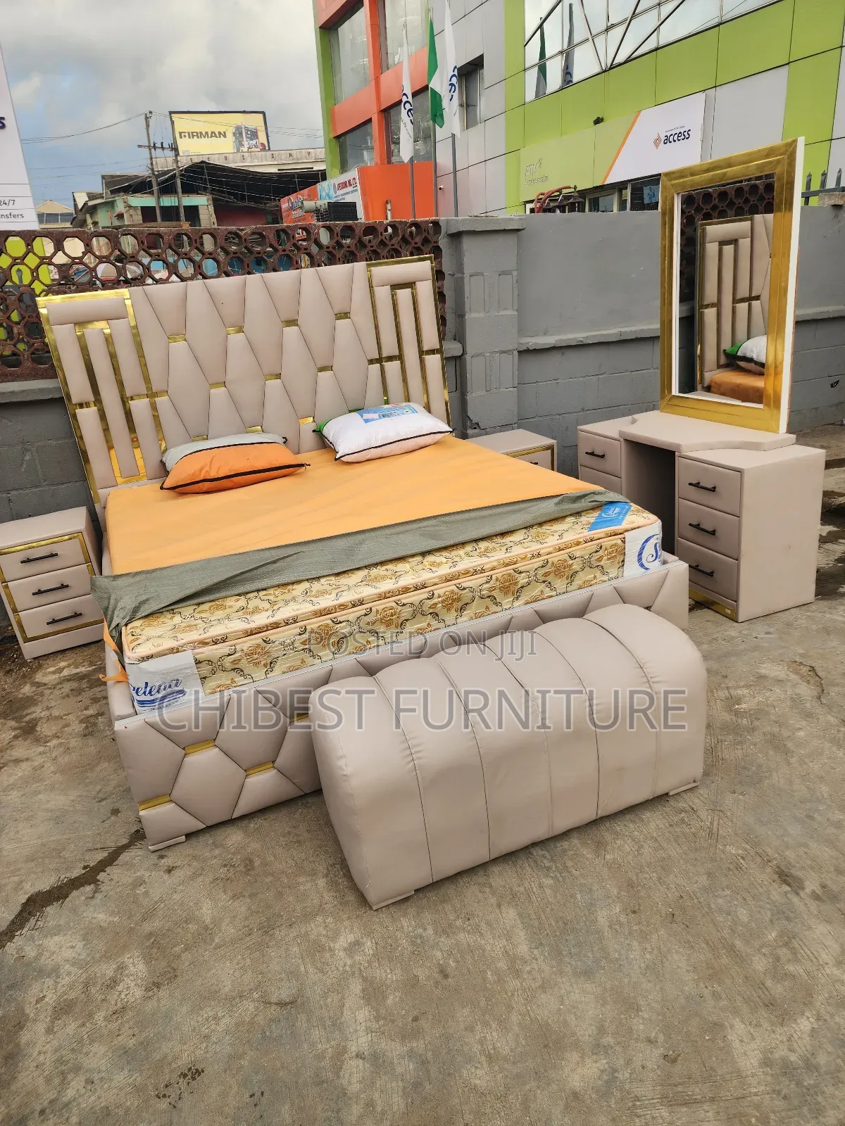 6by6 Set of Bed Made With Quality Leather and Other Material