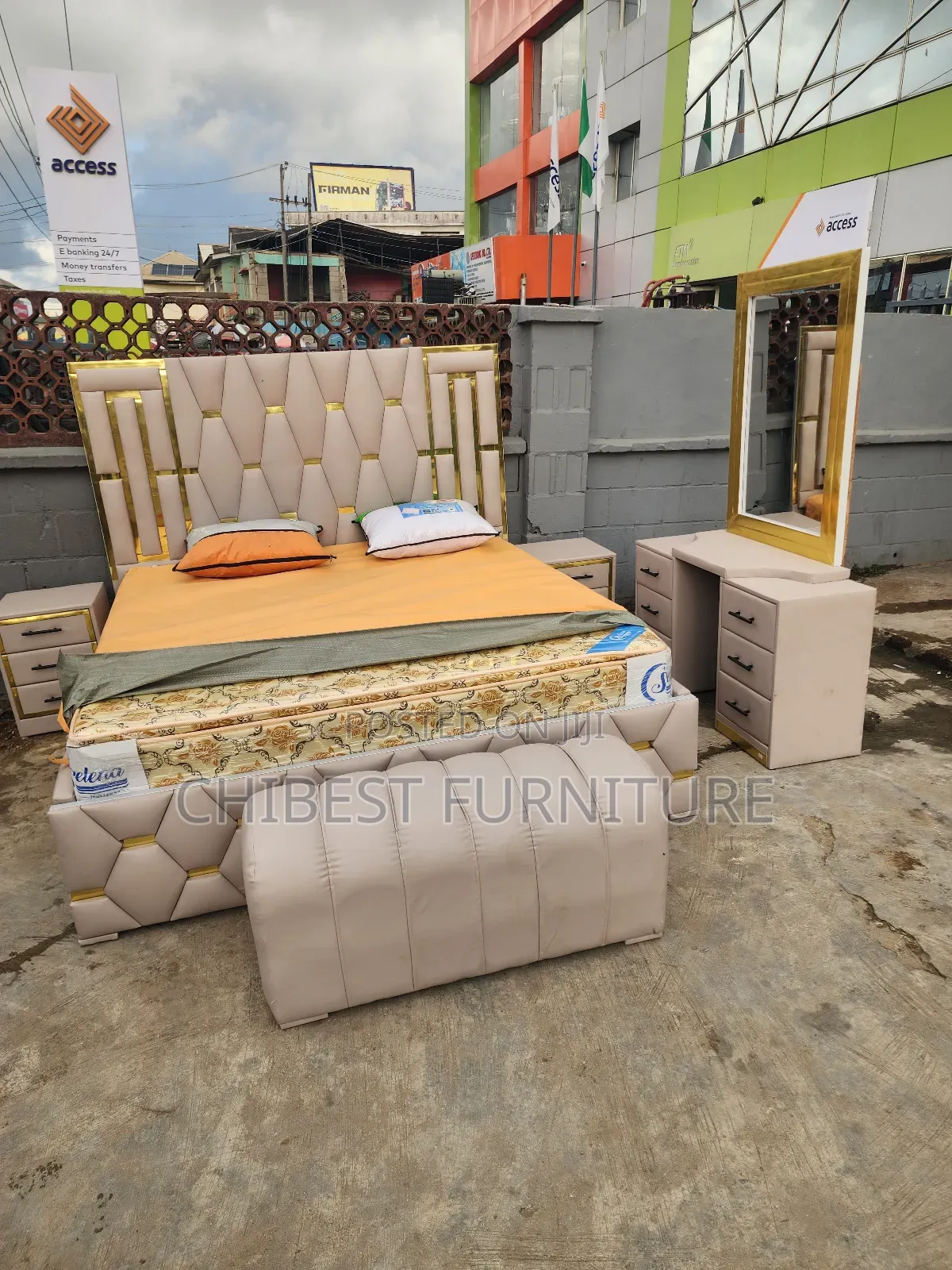 Brand New Leather 6by6 Cream Coloured Bed.