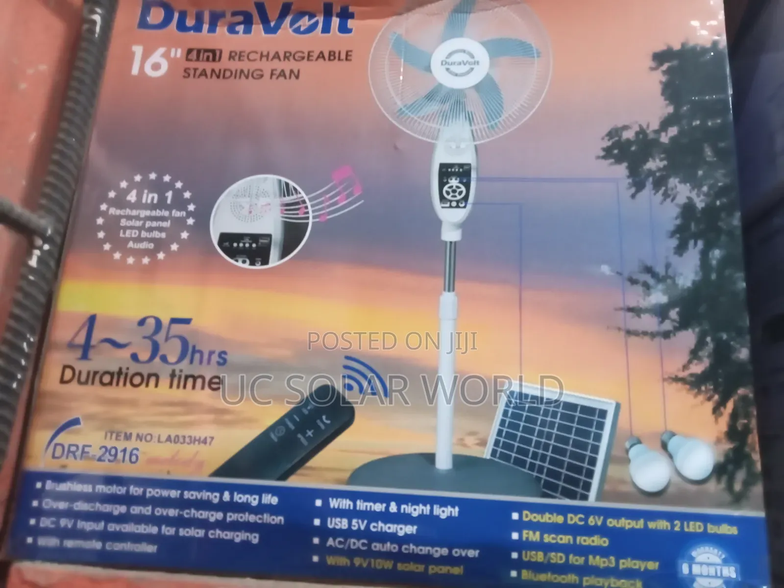 Duravolt 16" 4in1 Rechargeable Standing Fan