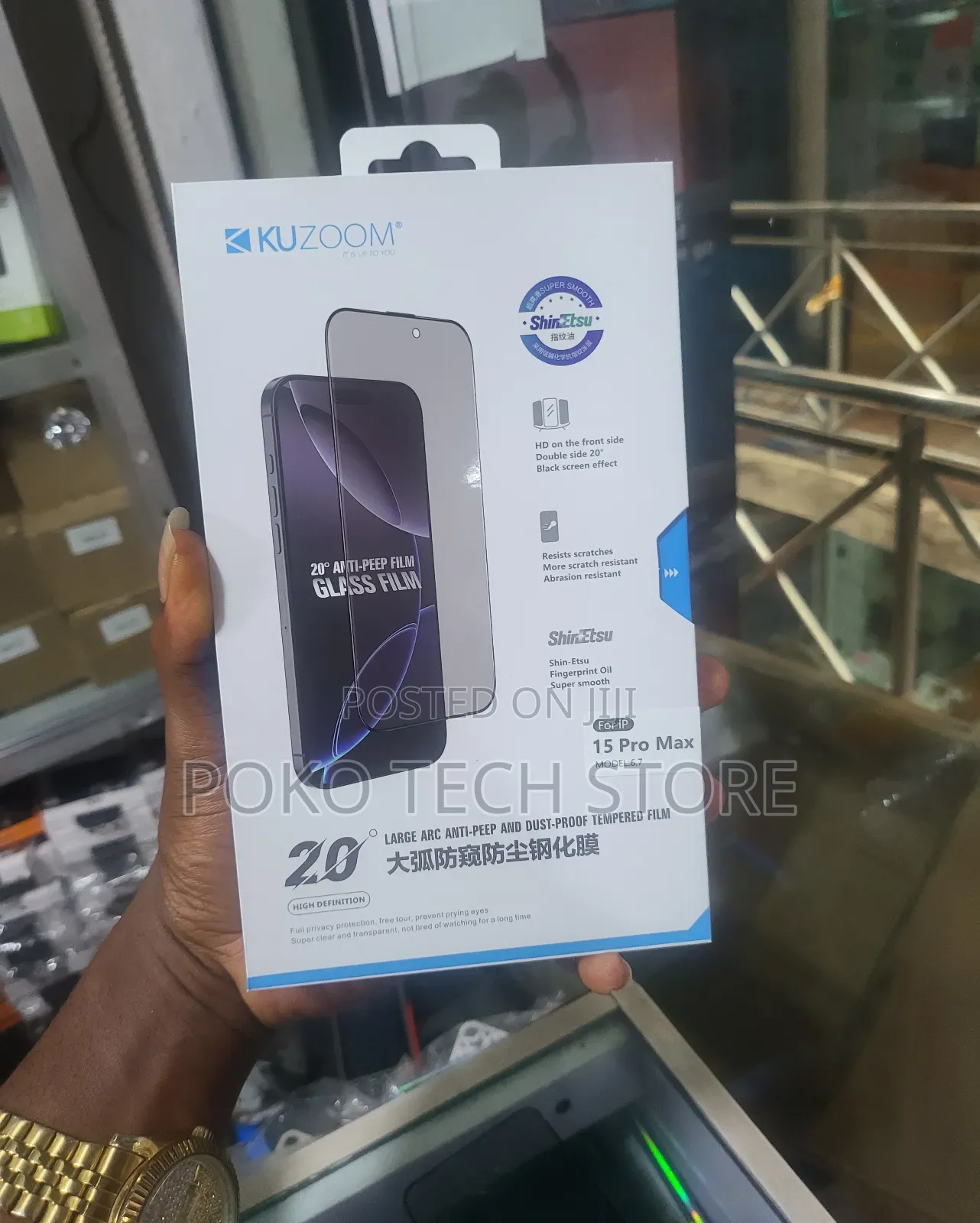 Kuzoom 20° Privacy Dustproof Full Scree for iPhone
15 Pro M