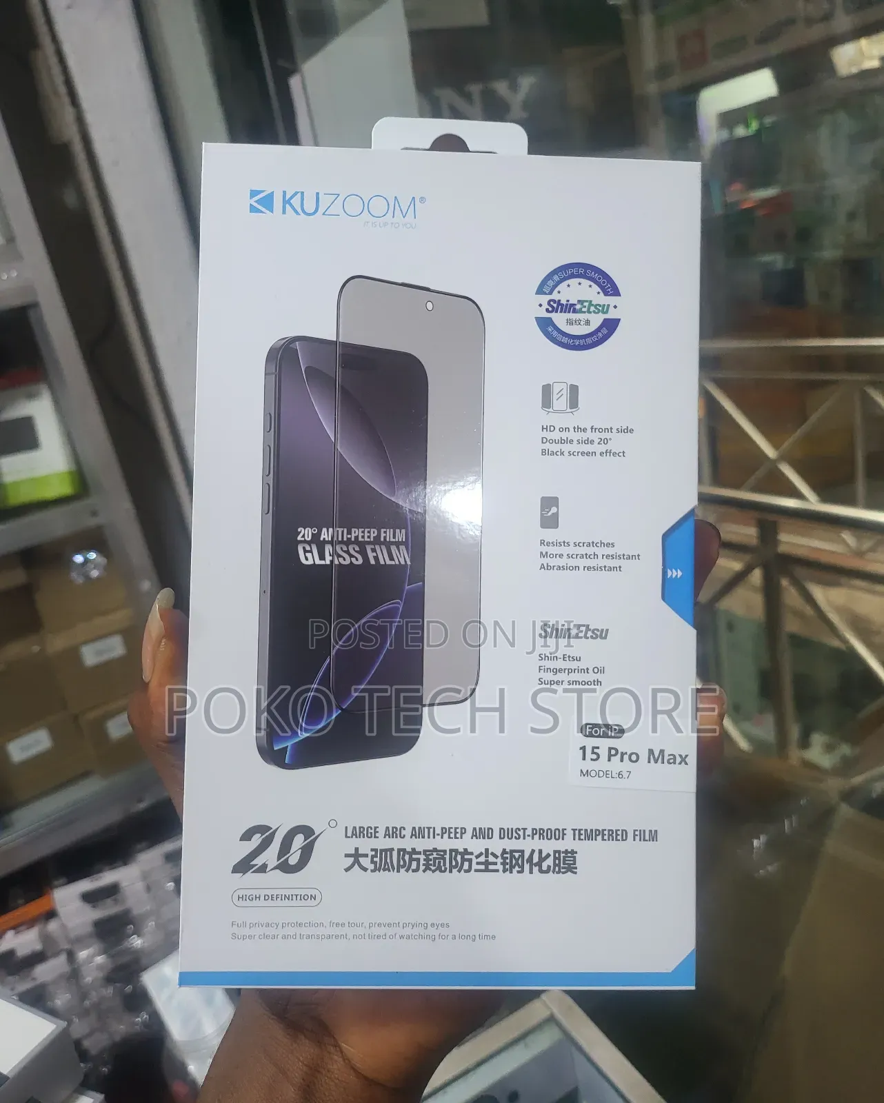 Kuzoom 20° Privacy Dustproof Full Scree for iPhone
15 Pro M