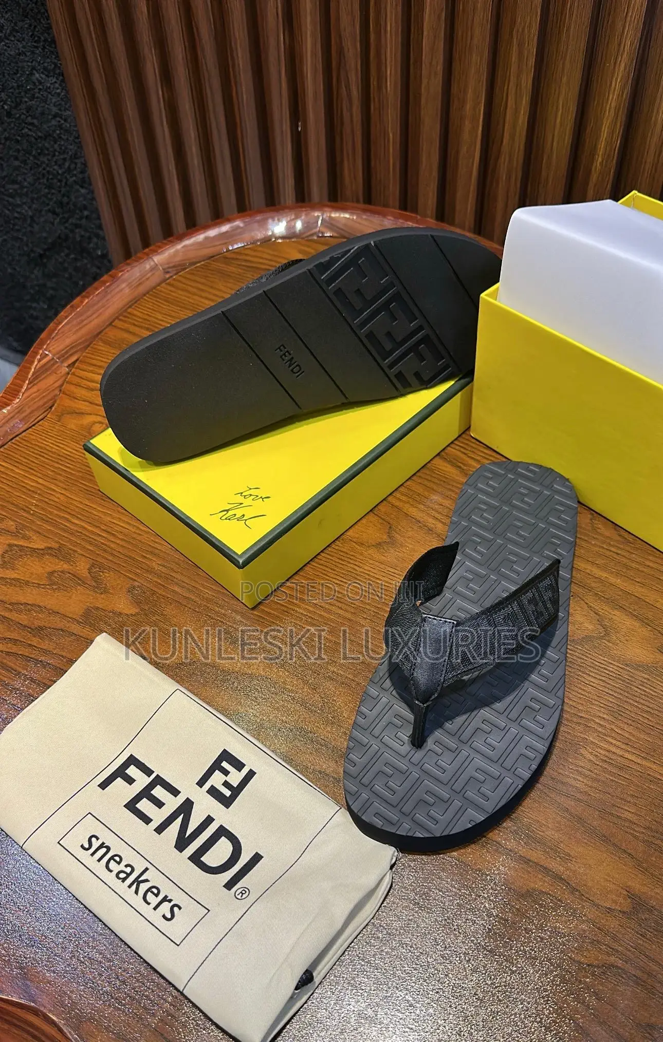Matured Fendi Roma Leather Slippers for Men