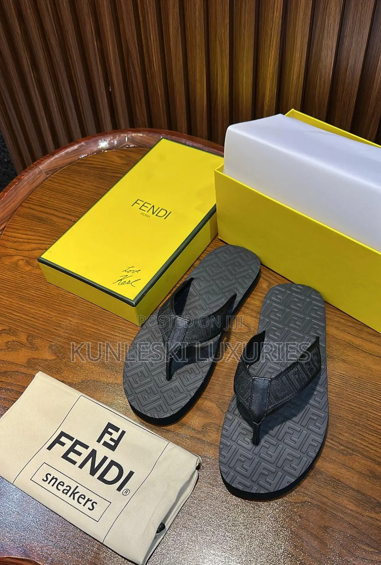 Matured Fendi Roma Leather Slippers for Men