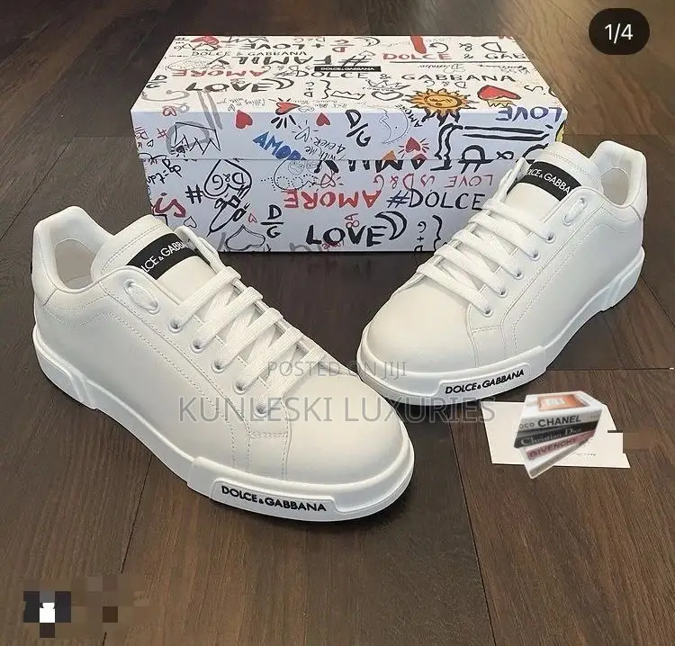 Original Dolce and Gabbana Portofino Low Top White Sneakers