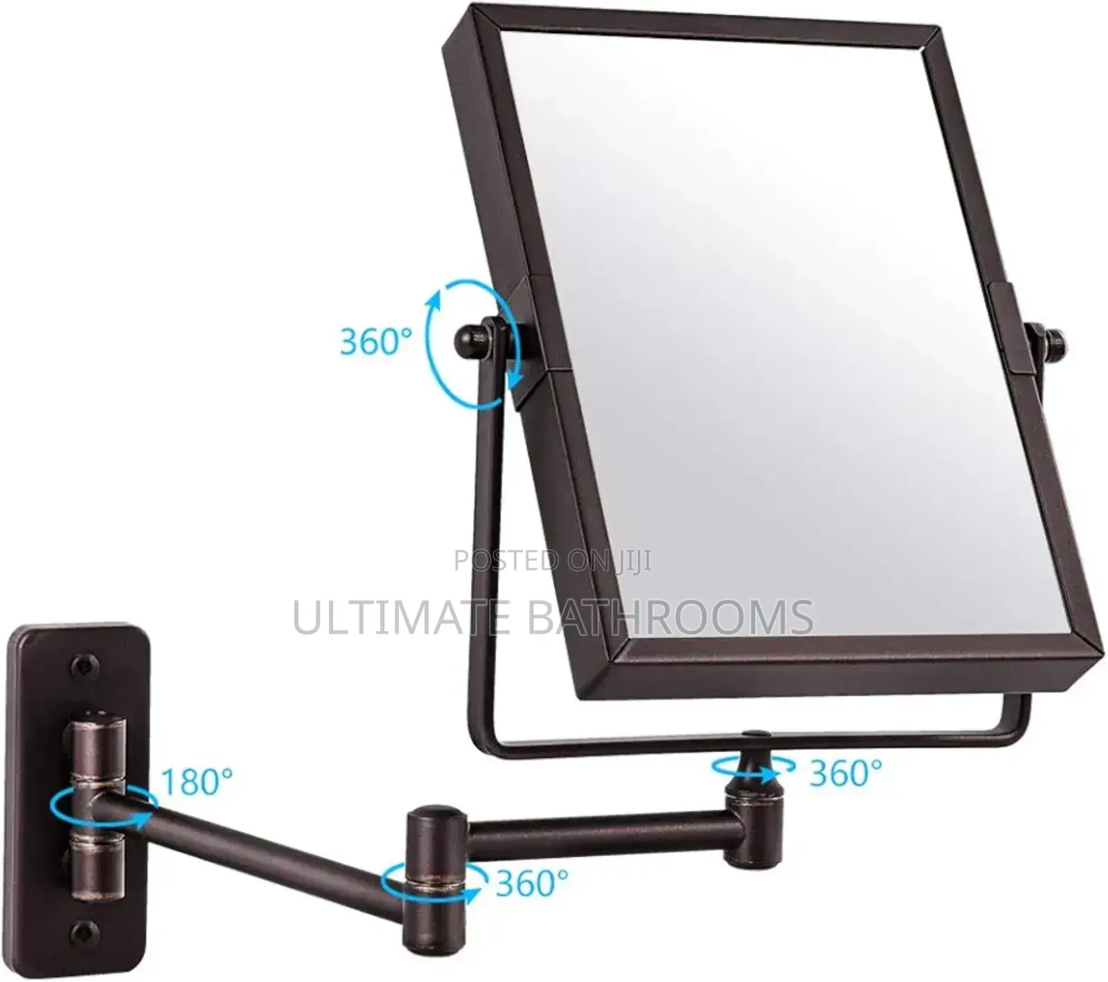 Matte Black Square Shape Cosmetics Mirror
