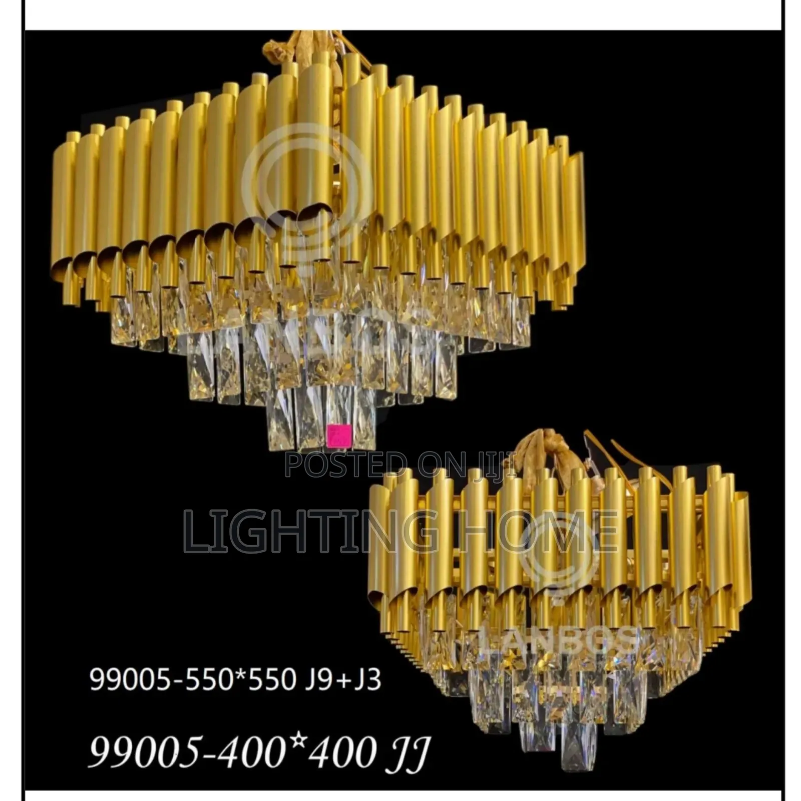 Gold Square Crystal Chandelier Light By 400mm