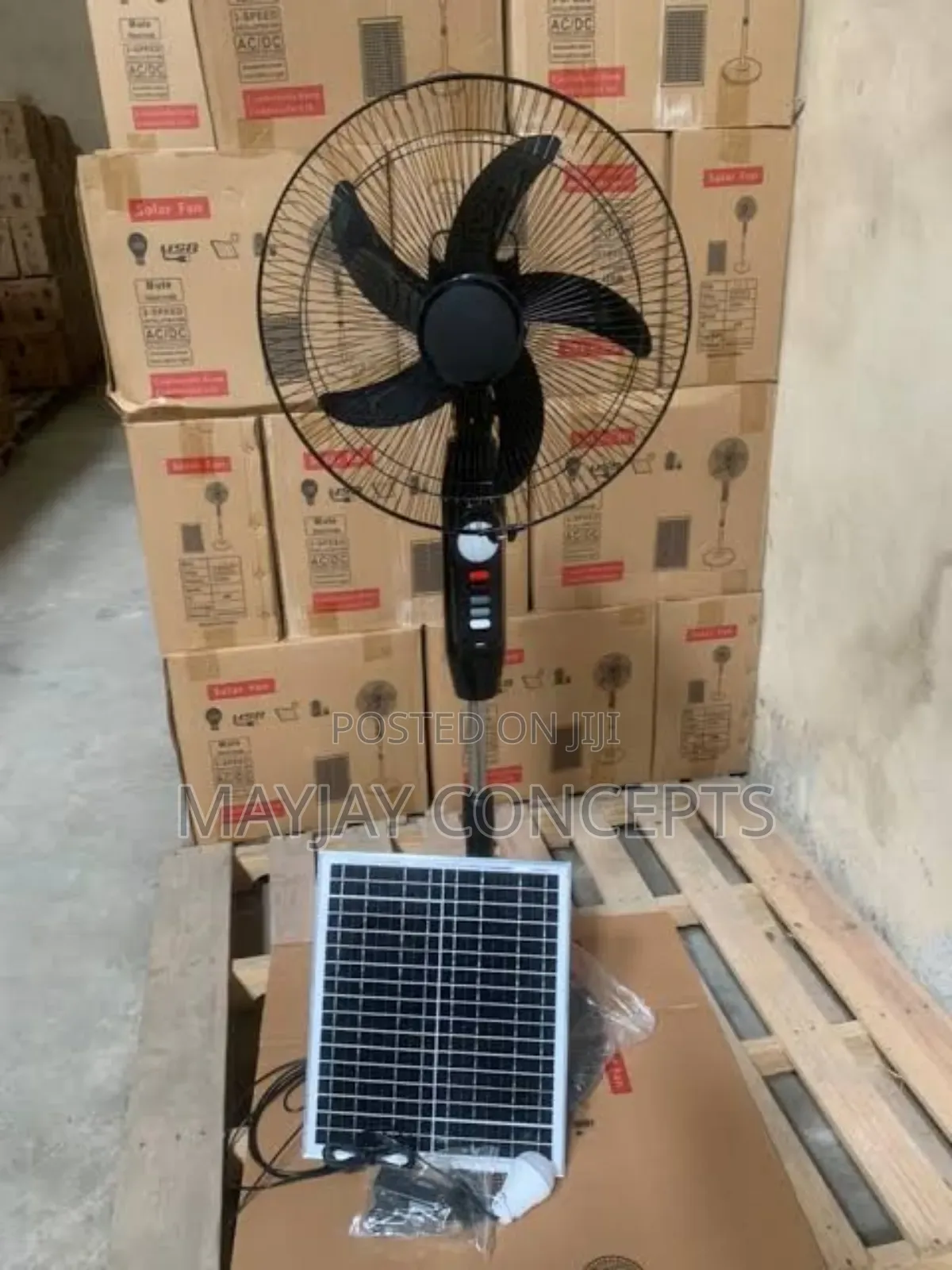 Charweek Solar Rechargeable Standing Fan With Panel,Bulbs