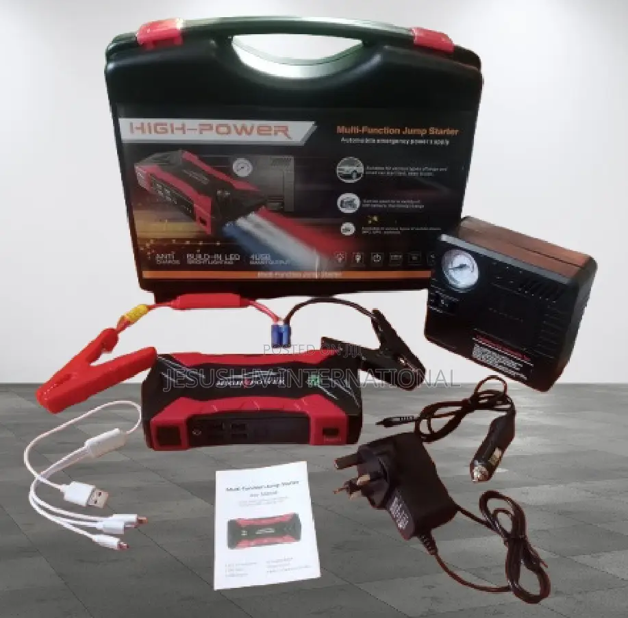 Car Jump Starter Power Supply With Tyre Inflator (4 Usb)
