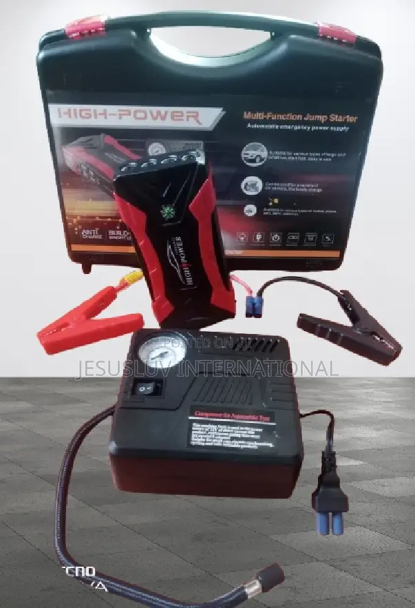 Portable Car Jump Starter Tyre Inflator 12v With 4 Usb
