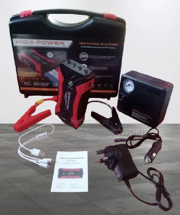 Portable Car Jump Starter Tyre Inflator 12v With 4 Usb