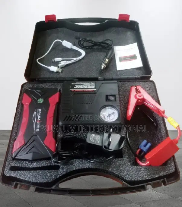 Portable Car Jump Starter Tyre Inflator 12v With 4 Usb