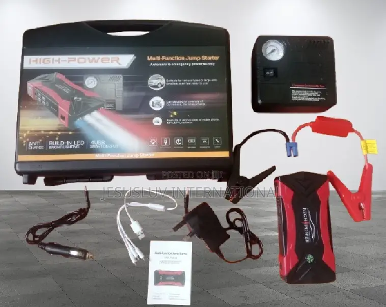 Portable Car Jump Starter Tyre Inflator 12v With 4 Usb