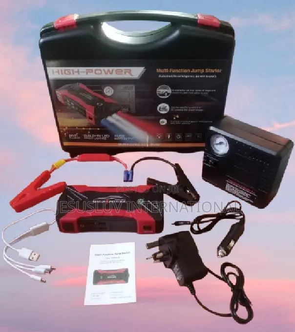 Multifunction Jump Starter With Tyre Inflator Air Pump Fills