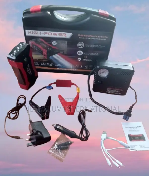 Multifunction Jump Starter With Tyre Inflator Air Pump Fills