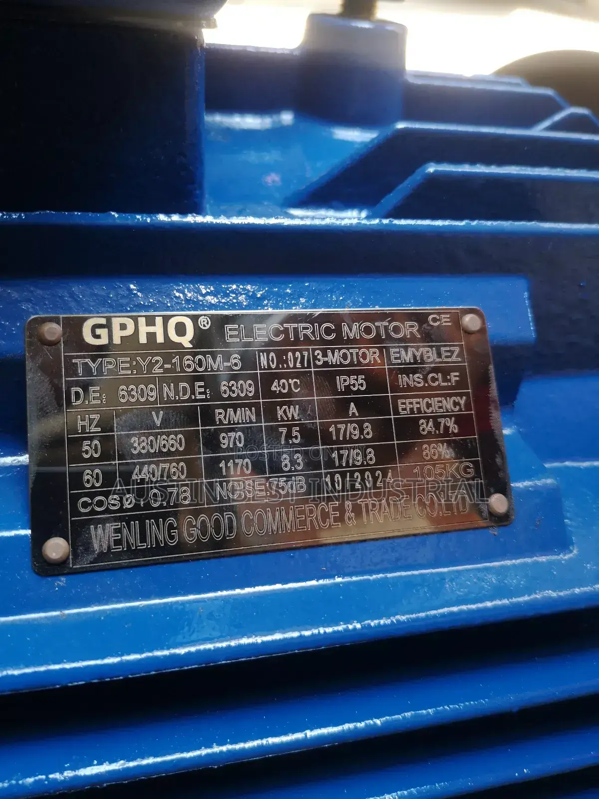 3ph Electric Motor 7.5kw / 10hp 970rpm