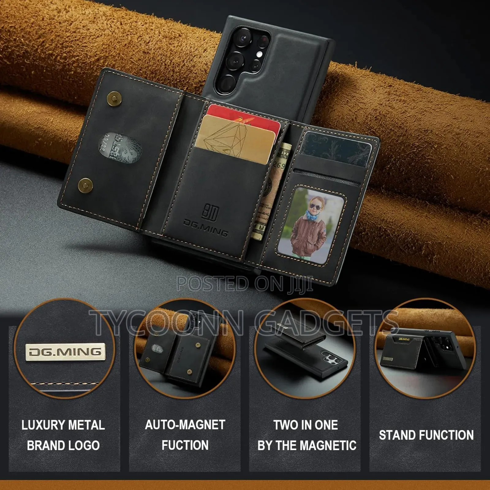 2in1detachable Leather Wallet Case for Samsung S22-S25 Ultra