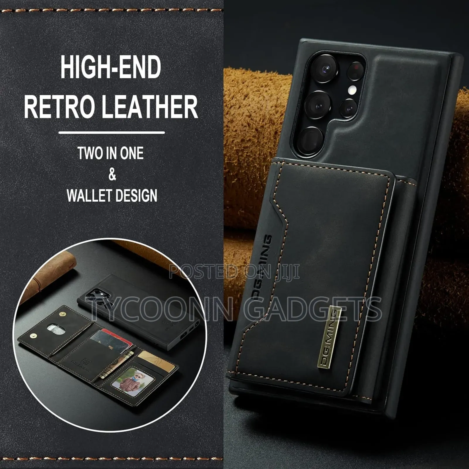 2in1detachable Leather Wallet Case for Samsung S22-S25 Ultra