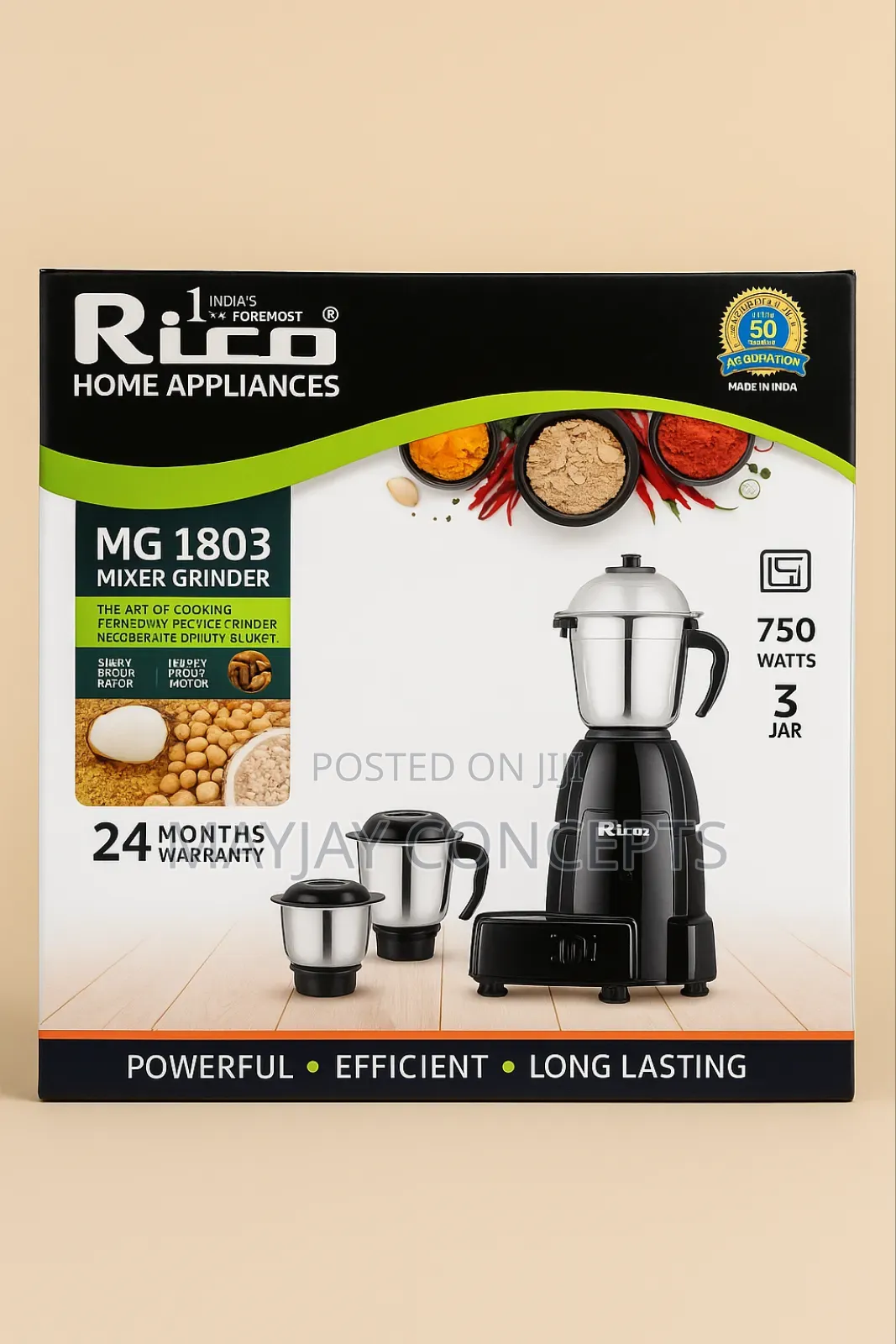 Rico Mg 1803 Mixer Grinder–Powerful.Efficient.Long-lasting.