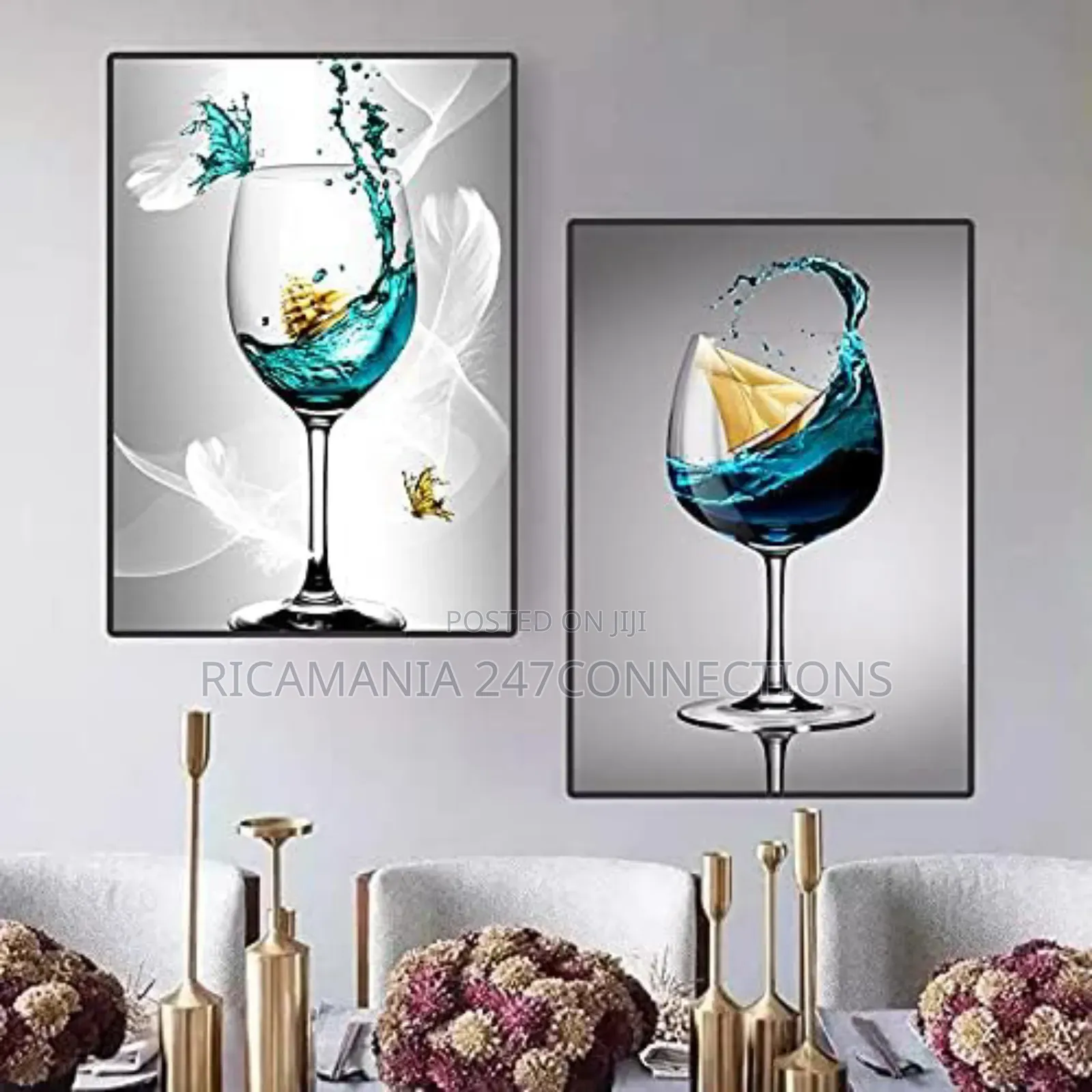 Classic Drinking Glasses on Canvas Frames