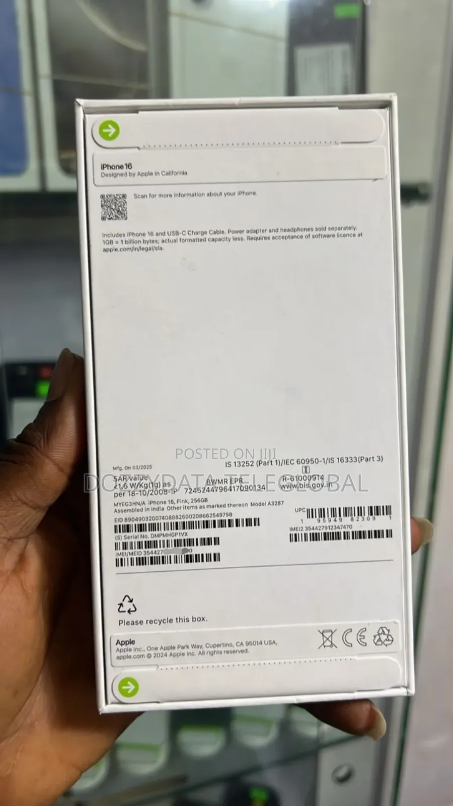 New Apple iPhone 16 256 GB Pink