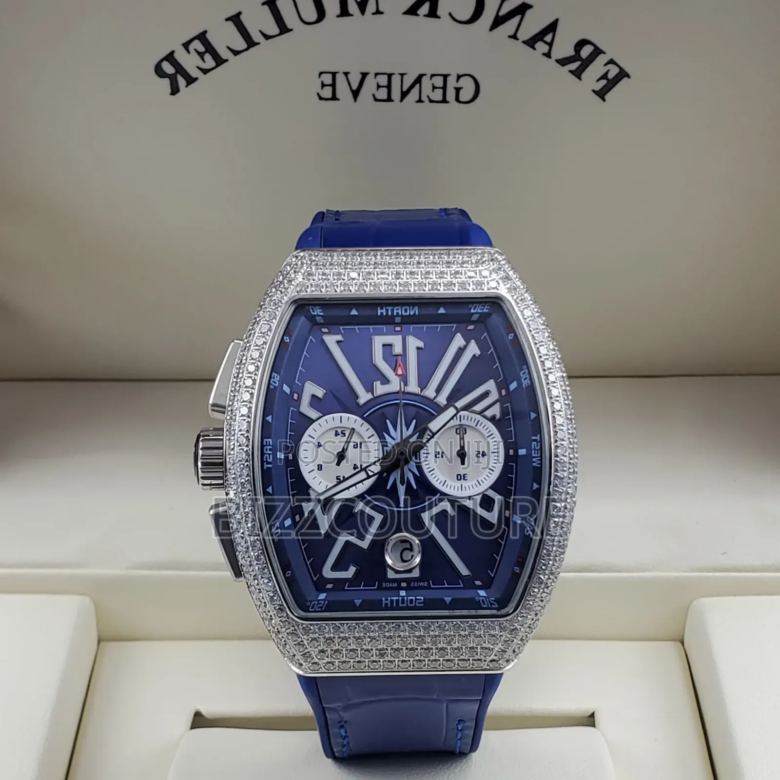 Original Frank Muller Blue Genuine Leather Strap Watch