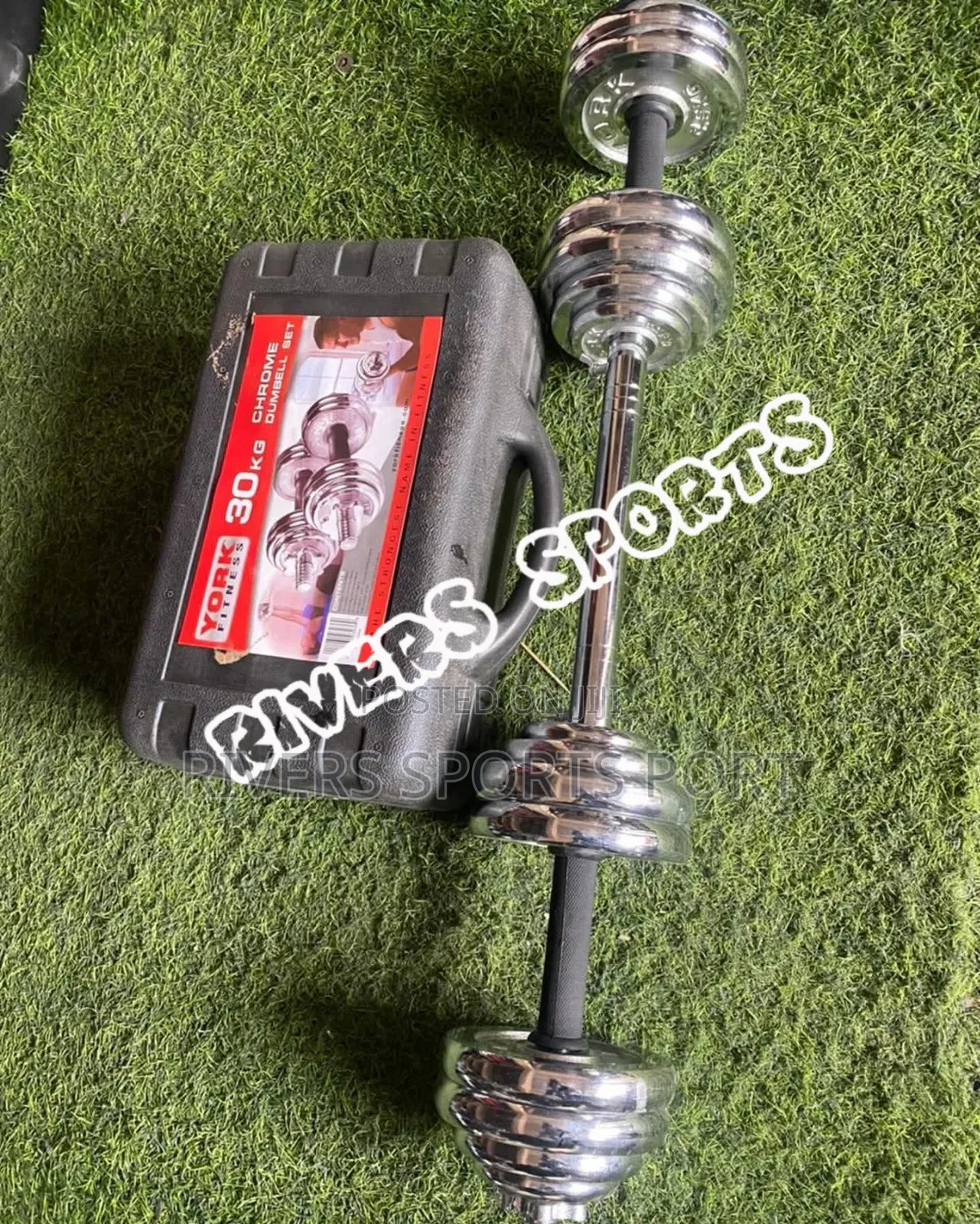 2in1 30kg Adjustable Chrom Dumbbell With Extension Bar/Connector Box