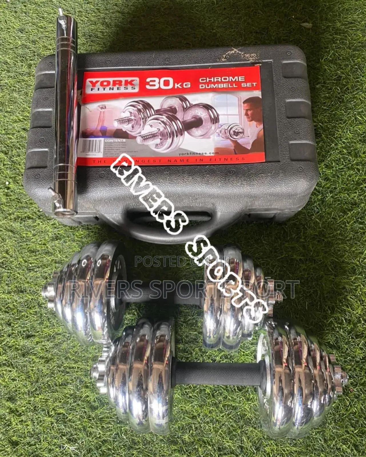 2in1 30kg Adjustable Chrom Dumbbell With Extension Bar/Connector Box