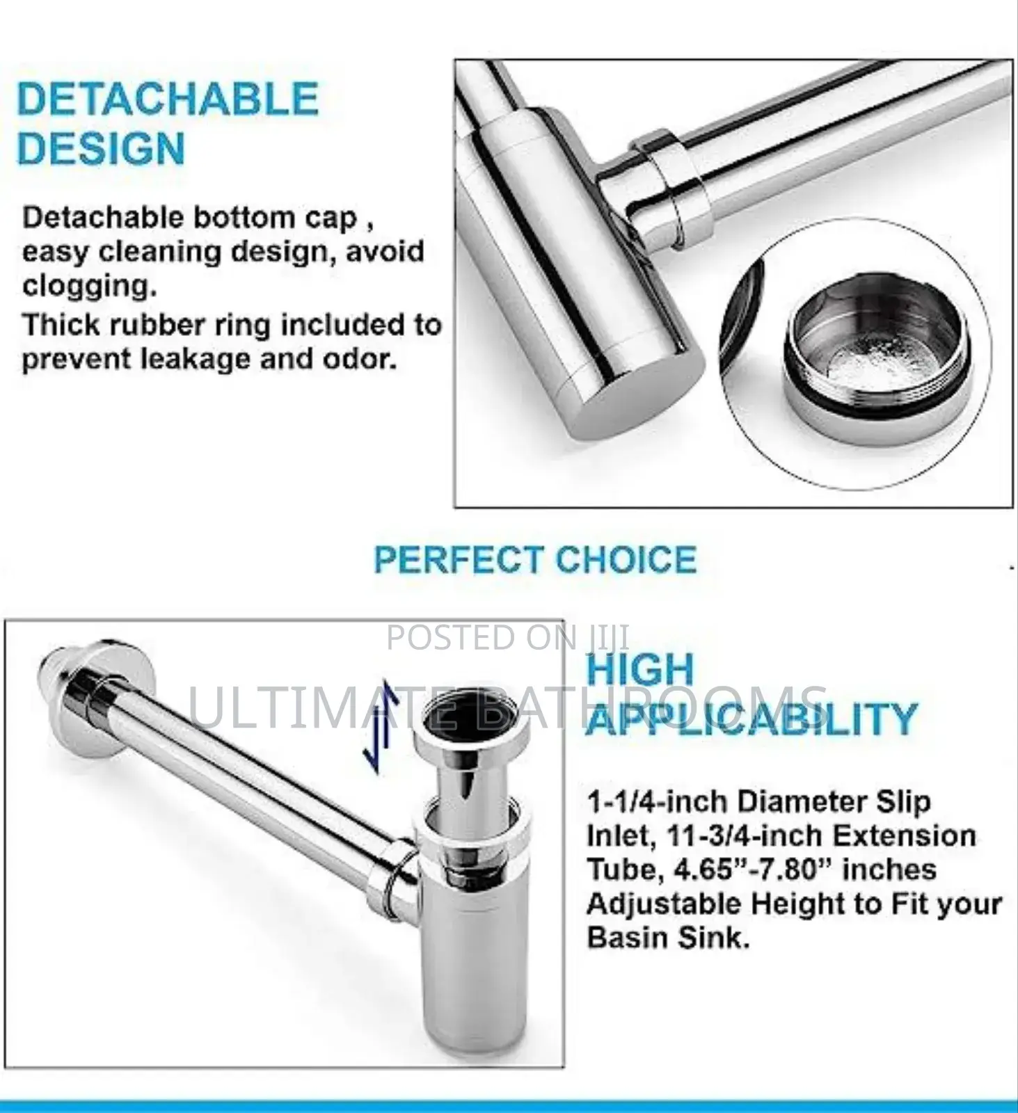 Round Shape Chrome 11⁄4 Bottle Trap