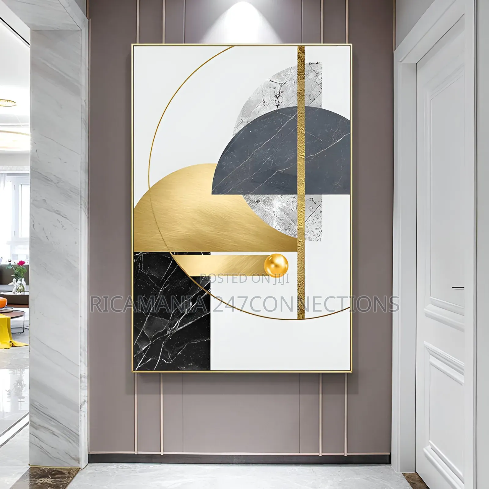 Abstract Golden Frame Luxury Art