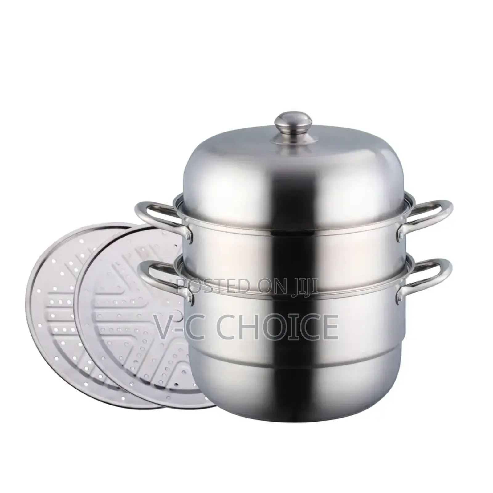 30cm Stainless Steel Three Layer Thick Steamer Pot Silver