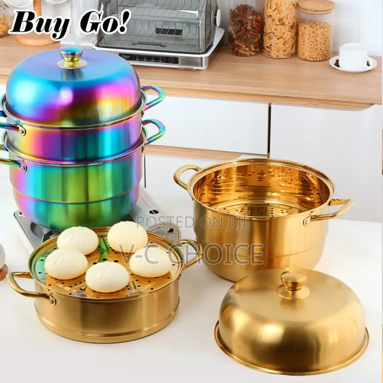 30cm Stainless Steel Three Layer Thick Steamer Pot Silver
