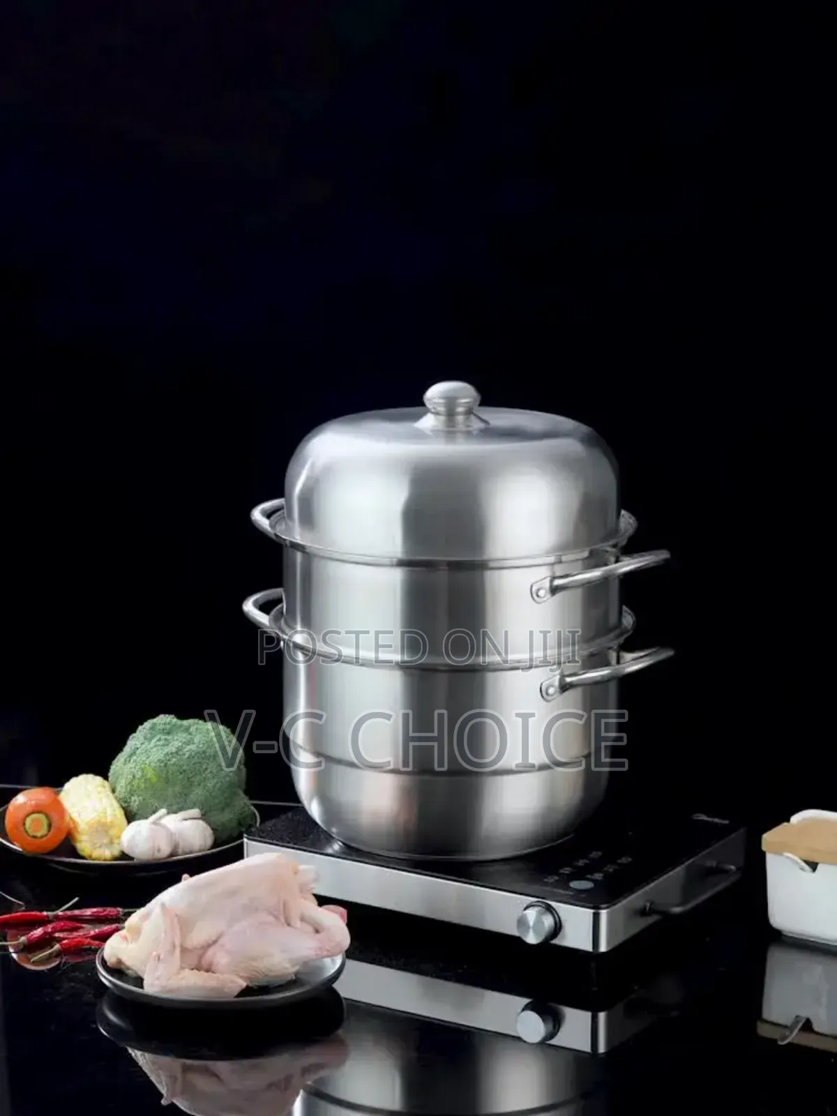 30cm Stainless Steel Three Layer Thick Steamer Pot Silver