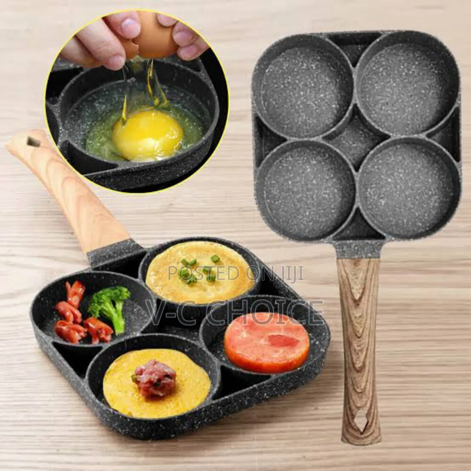 Omelette Pan Multifunction 2/4holes Pan Non Stick Frying Pan
