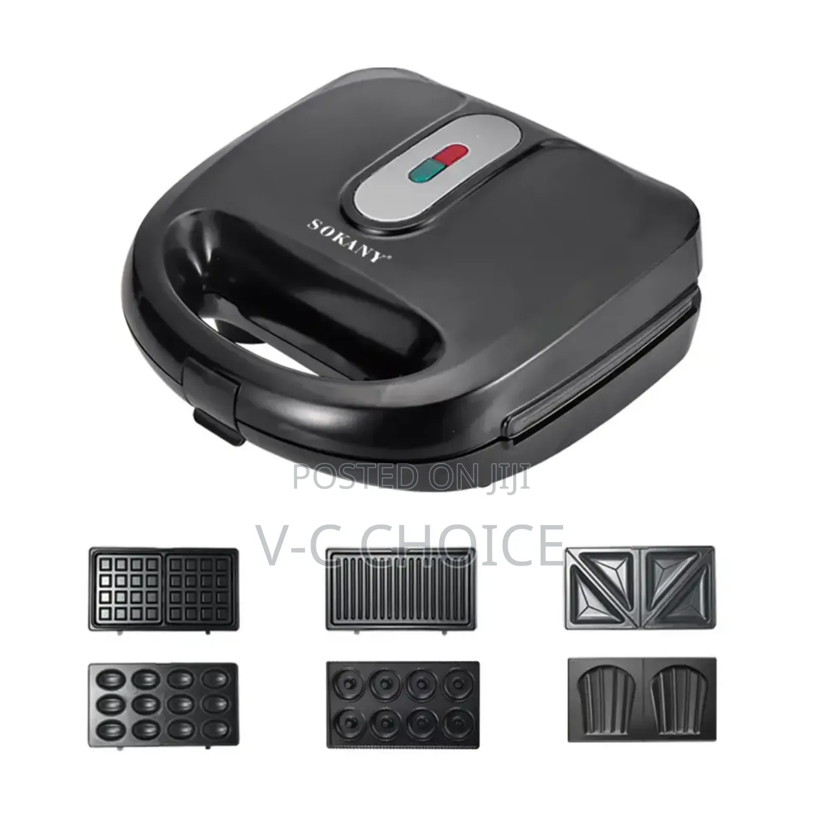 Electric Waffle Maker 6 In1 Grill Sandwich Cake Donut Walnut
