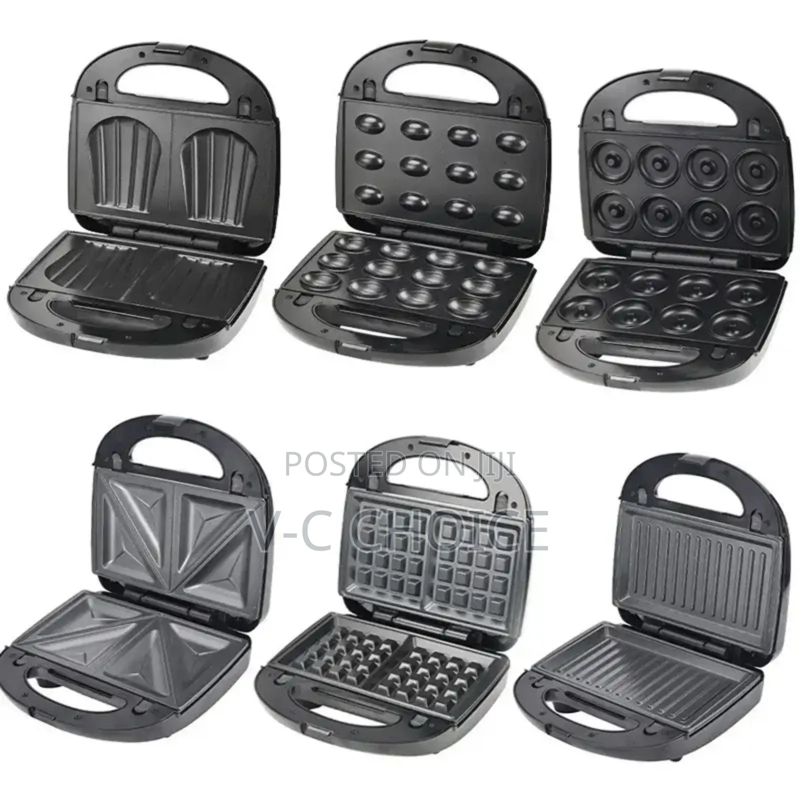 Electric Waffle Maker 6 In1 Grill Sandwich Cake Donut Walnut