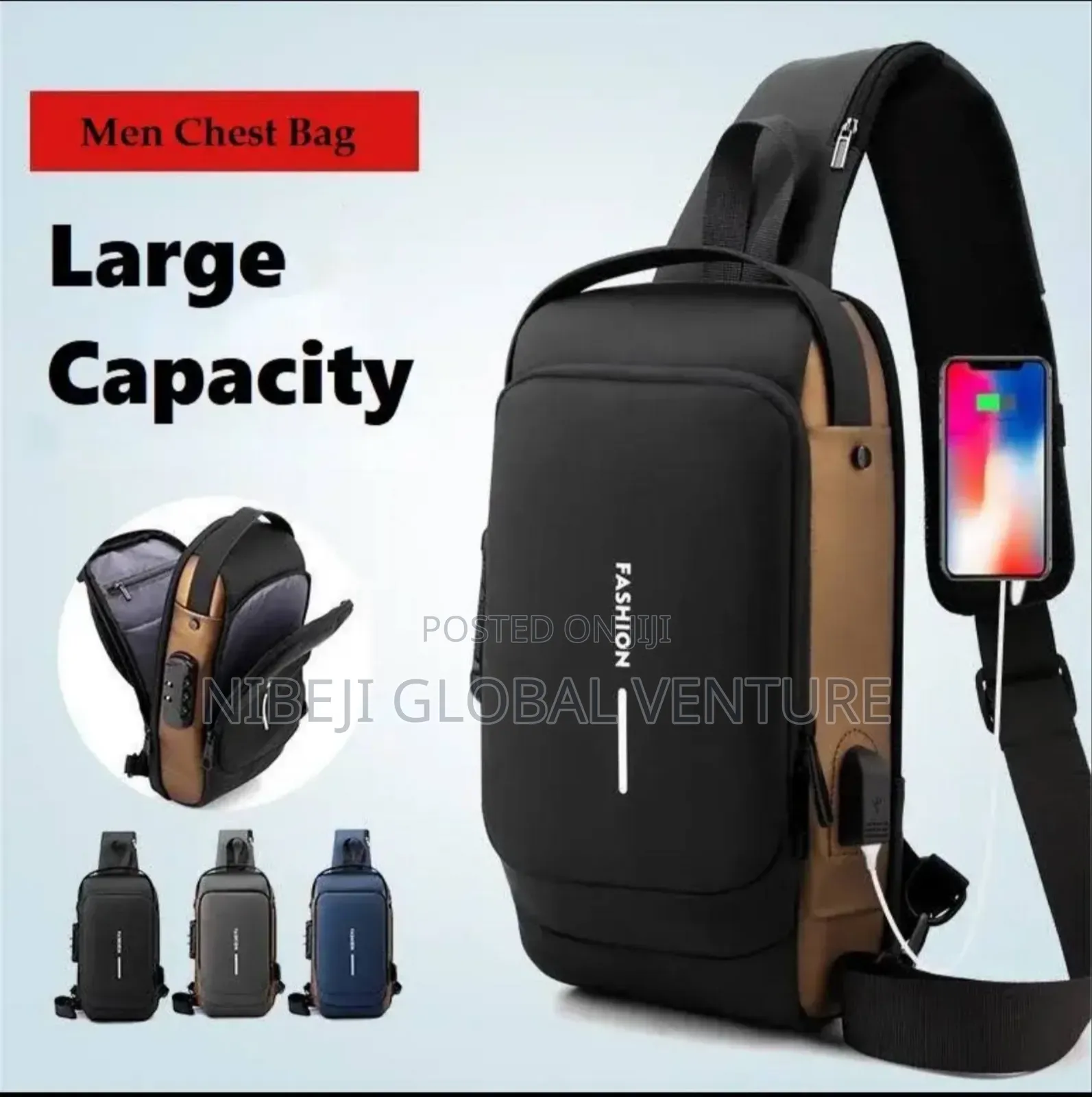 Men's Chest Bag Password Lock
