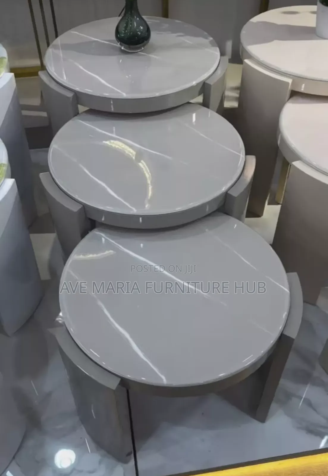 3 in 1 Wooden Base Side Stools With Marble Top