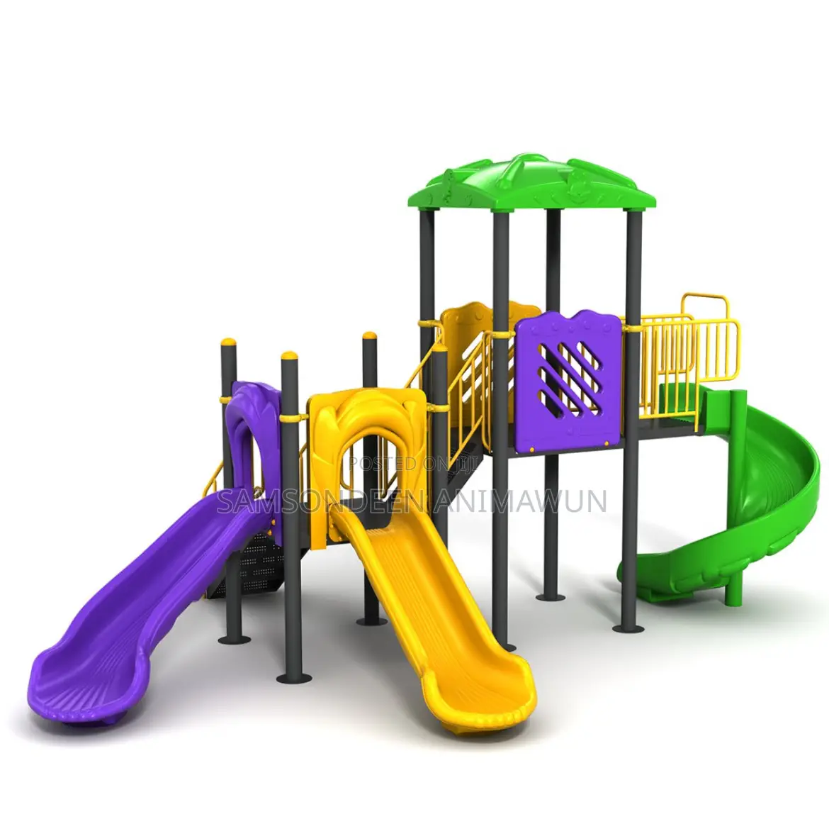 Two Base Giant Play Set With Spiral Slide, Curved Slides