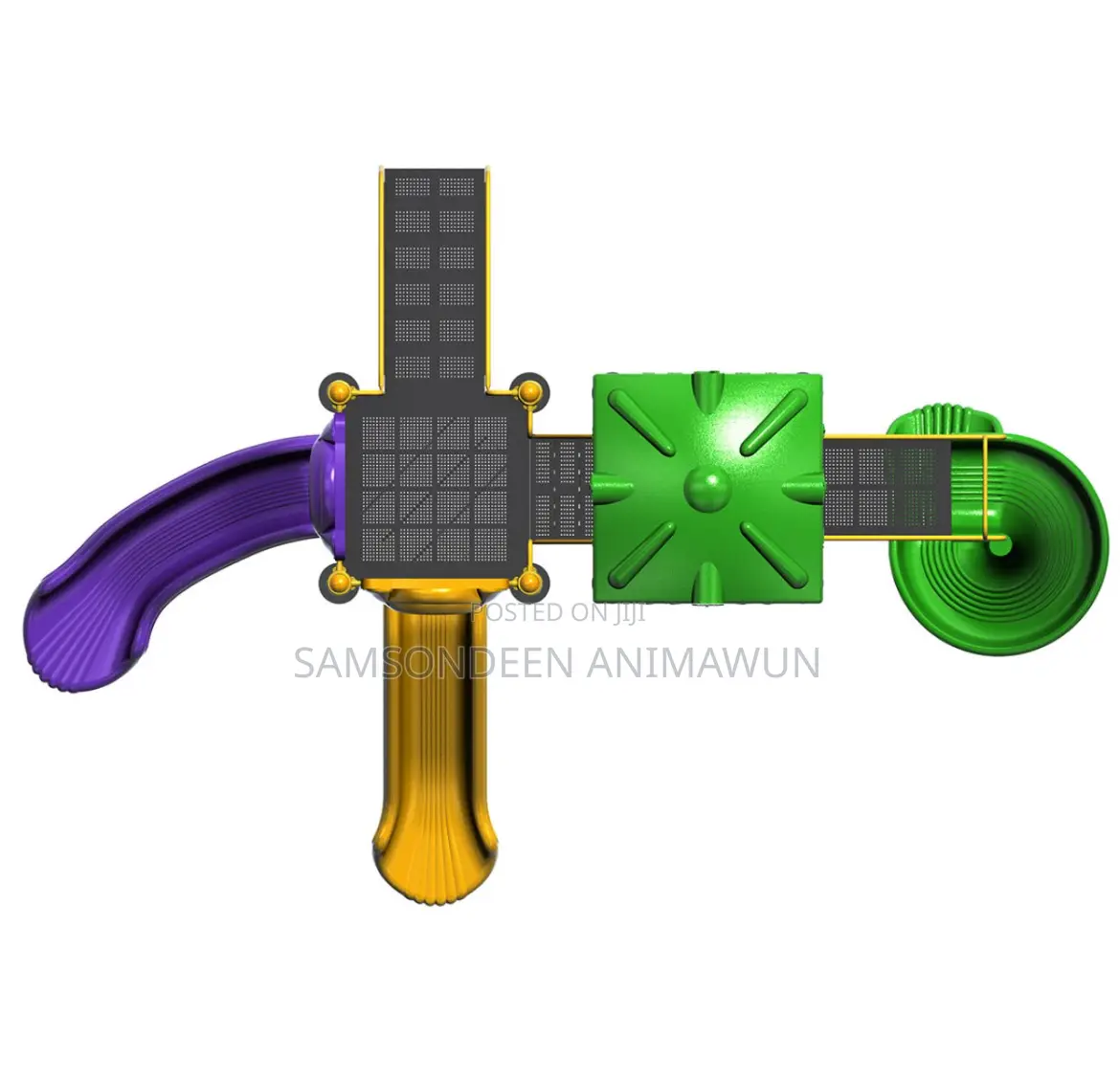 Two Base Giant Play Set With Spiral Slide, Curved Slides