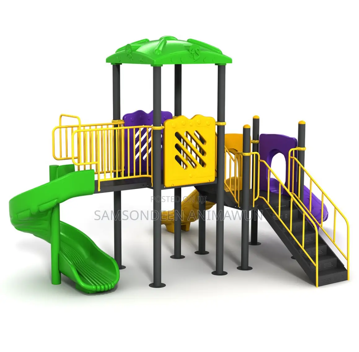 Two Base Giant Play Set With Spiral Slide, Curved Slides